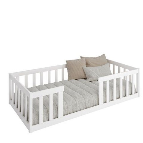 Cama Solteiro Montessoriane com Grade Cinza