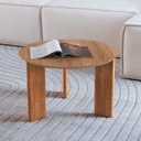 Ver imagem 1 de Mesa de Centro Redonda Orgânica Chanfrada Artesano 60 Cm (larg) Mdp Hanover (mel) Pés Madeira Maci