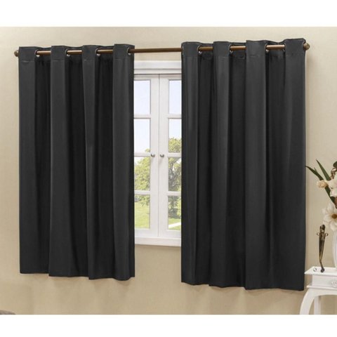 Cortina Daily Blackout Varão 2,20MX1,30m PVC Sala Quarto Preto Casa Scarpa