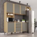 Ver imagem 1 de Cozinha Compacta Modulada 4 Peças 5 Portas 2 Gavetas Pérola Cinza/Jequitibá/Granizo