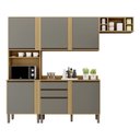 Ver imagem 2 de Cozinha Compacta Modulada 4 Peças 5 Portas 2 Gavetas Pérola Cinza/Jequitibá/Granizo