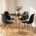 Ver imagem 1 de Conjunto Polipropileno Sala de Jantar Eames 90cm com 4 Cadeiras Pretas