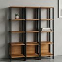 Ver imagem 1 de Kit 3 Estantes para Livros 5 Prateleiras 135CMX33CM Office Laranja/Freijó/Preto