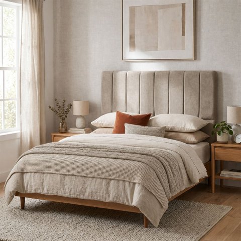 Cabeceira para Cama Casal King Estofada 1,93 ,Mts Mel Vilajo: Suede Crush Cappucino