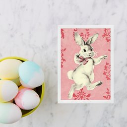 Quadro Coelhinha Vintage Rosa- Laço 45x34cm:moldura Branca - 1