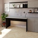 Ver imagem 2 de Escrivaninha Mesa Escritório 140cmx70cm 140cm Preto E Cinza Cristal