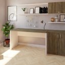 Ver imagem 1 de Mesa Reta Corp Móveis 160cm Bramov Branca E Ameixa Negra