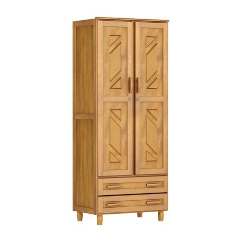 Guarda-Roupa Multiuso Mel 2 Portas 2 Gavetas 3 Prateleiras Madeira Maciça de Pinus - Cavazotto 1135M