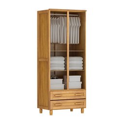 Guarda-Roupa Multiuso Mel 2 Portas 2 Gavetas 3 Prateleiras Madeira Maciça de Pinus - Cavazotto 1135M - 2