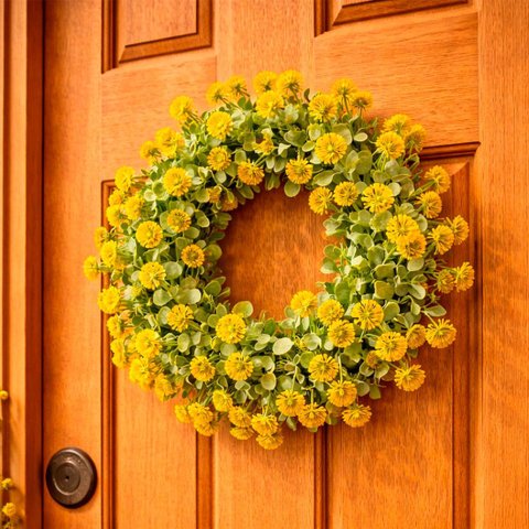 Guirlanda Artificial Enfeite Decorativo Coroa de Flores 25cm