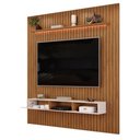 Ver imagem 2 de Painel Trento para TV com Bancada 223 Ripado Freijó Off White com LED- DJ Móveis