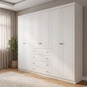 Ver imagem 1 de Guarda-Roupa Casal 6 Portas 4 Gavetas Branco Nova York