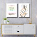 Ver imagem 1 de Kit 2 Quadros Suaves Boho para Sala 24x18cm - com Vidro:moldura Branca