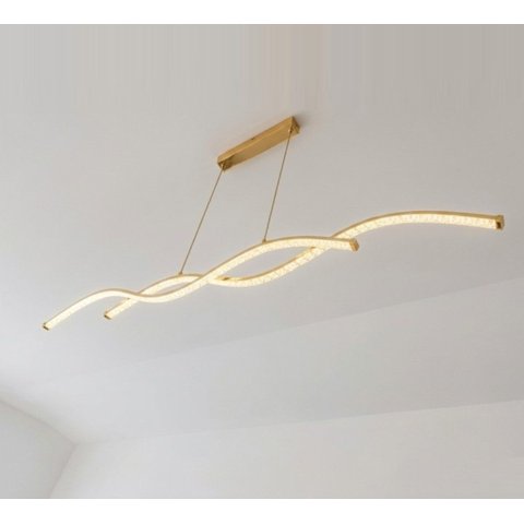 Pendente Moderno Dourado 1,20m LED Luz Quente 3200k Bivolt
