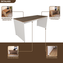 Ver imagem 7 de Escrivaninha Mesa Escritório 180CMX70CM 180cm Branca e Carvalho Mel Bege