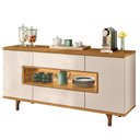 Ver imagem 4 de Aparador Buffet para Sala de Jantar com Led 5 Portas 1 Gaveta Lizzano B01 Off White Cinamomo - Lyam