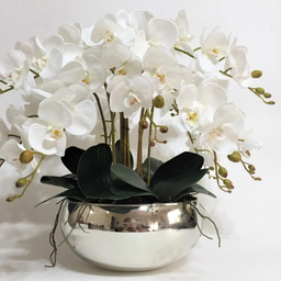 Arranjo Orquídeas De Silicone 8 Galhos Para Mesa Com Vaso - 2