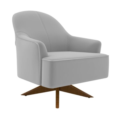 Poltrona Giratória 73cm Epic Veludo Cinza Claro - Sallar Home