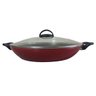 Panela Frigideira Wok 32cm Vermelha - 5 Camadas Antiaderente Tampa De Vidro - Ficone Reis - 1