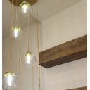 Ver imagem 3 de Pendente Moderno Dourado 50cm Pé Direito Alto Sala Escada Arevo Iluminação 82dr9 Jabuticaba Vidro Tr