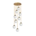Ver imagem 1 de Pendente Moderno Dourado 50cm Pé Direito Alto Sala Escada Arevo Iluminação 82dr9 Jabuticaba Vidro Tr