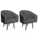 Ver imagem 1 de Kit 02 Poltronas Luiza Pés Palito Factor Preto e Linho - Doce Sonho Móveis KIT 2 POLTRONA POLTRONAS
