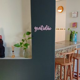 Adorno Gratidão - Quadro, Lettering, Decoração Para Parede - 25cm - Toque 3D:Rosa Claro - 2