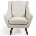 Ver imagem 2 de Poltrona Decorativa Fixa Pés de Madeira Juliet D02 Algodão Bege C-370 - Lyam Decor