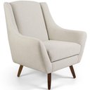 Ver imagem 1 de Poltrona Decorativa Fixa Pés de Madeira Juliet D02 Algodão Bege C-370 - Lyam Decor