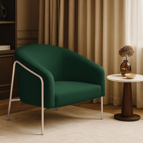 Poltrona Sala Industrial Alta Champanhe Stella Bouclê Verde D03 - D’Rossi