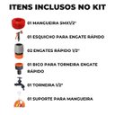 Ver imagem 2 de Mangueira Jardim 5m + Suporte Alça + Hidropistola + Engate Rapido + Bico Engate Rápido + Torneira