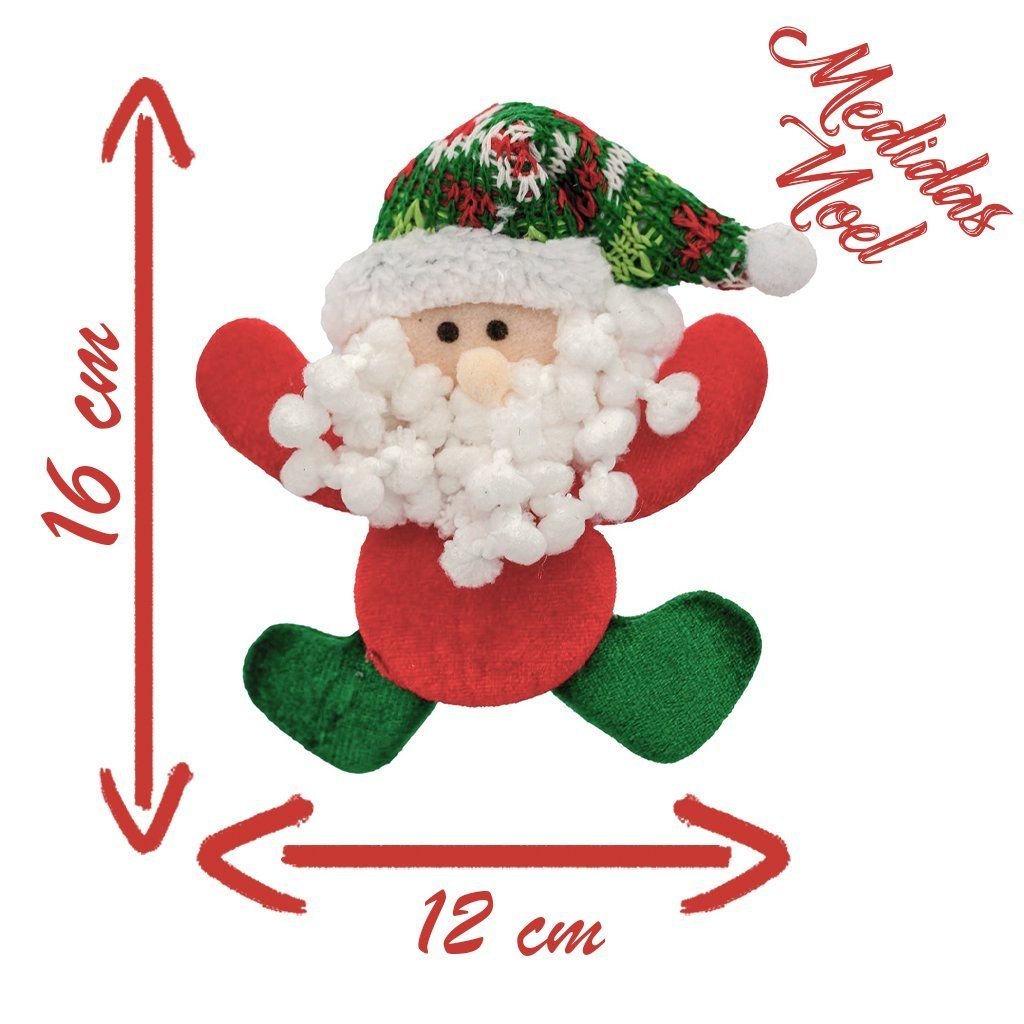 Kit 6 Enfeites Árvore Natal Pendente Papai Noel Xadrez 16cm - 2