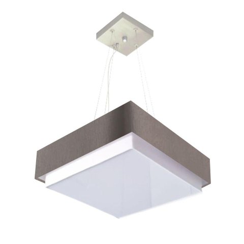 Lustre para Sala de Jantar Vivare Md-4403 Cúpula em Tecido 45x45cm Cor Cinza-escuro Bivolt
