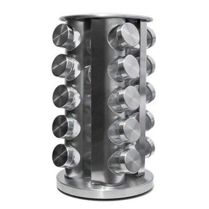 Porta Tempero Condimento Giratório Redondo 20 Peças Inox