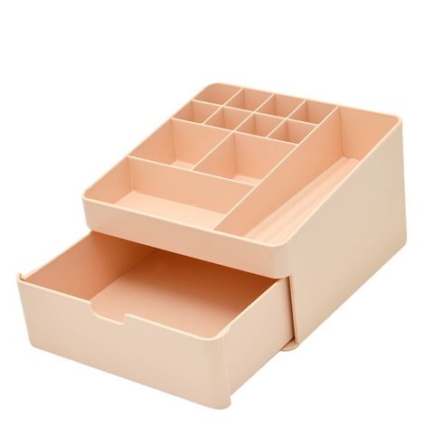 Gaveteiro de Mesa Organizador Multiuso com Divisórias Rosa