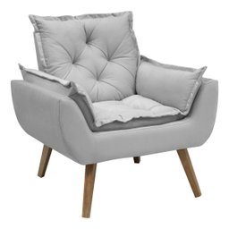 Kit com 2 Poltronas Opala Conforto Decorativa em Veludo - Cinza - 5