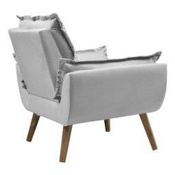 Kit com 2 Poltronas Opala Conforto Decorativa em Veludo - Cinza - 6