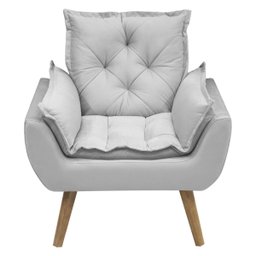 Kit com 2 Poltronas Opala Conforto Decorativa em Veludo - Cinza - 2