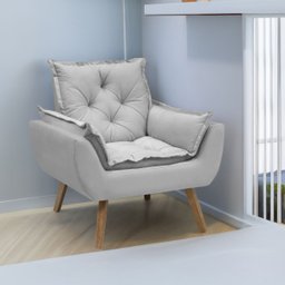 Kit com 2 Poltronas Opala Conforto Decorativa em Veludo - Cinza - 3