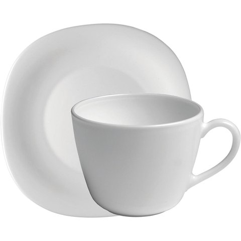 Bormioli Rocco Parma Xícara Chá 7x9x9cm 220ml Vidro Temperado Branco 6pç com Pires