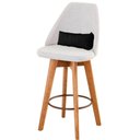 Ver imagem 3 de Kit 10 Banquetas Alta Maya Giratória Com Encosto Linho Bege Claro e Almofada Suede Preto - Gat