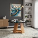 Ver imagem 1 de Mesa de Jantar Redonda 90cm Tampo de Vidro Base Pérola em Mdf para 4 Lugares:preto