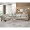 Conjunto Sofá Living Valência 3/2 Lug. - Base Madeira- Linho Bege - 1