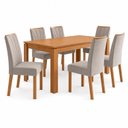 Ver imagem 2 de Conjunto Sala de Jantar 6 Lugares Retangular Tampo MDF 180cm Mesa Athenas e Cadeiras Apogeu Cinza Amêndoa Clean/Capuccino
