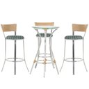 Ver imagem 1 de Kit de Mesa Bistrô com Tampo de Vidro Redondo 4 Banquetas em Alumínio e Fibra Sintética Ráfia