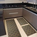 Ver imagem 3 de Kit 3 Peças Jogo Cozinha Passadeira Emborrachada Não Derrapa Geometric Azul Laranja