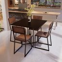 Ver imagem 5 de Conjunto Mesa de Jantar Quadrada Preta 4 Cadeiras Estofado Riviera Industrial Don Castro Decor