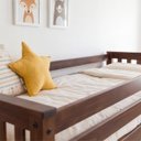 Ver imagem 2 de Beliche Solteiro c/ Auxiliar 100% Madeira Maciça de Pinus:Walnut