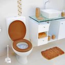 Ver mais imagens de Assento Tampa Vaso Sanitário Oval Almofadado + Escova Sanitária Base Redonda Limpeza Vaso Banheiro