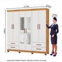 Ver imagem 3 de Guarda-Roupa 6 Portas 4 Gavetas com Espelho e Pés Genova Off White/Cinamomo